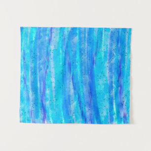 Aqua Blue, Purple and Teal Abstract Digital Art Tapestry