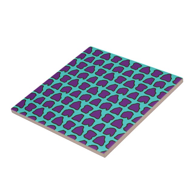 Aqua Blue Purple Giraffe Spots Pattern Ceramic Tile (Side)