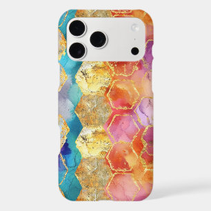 Aqua Blue Purple Green Pink Gold Honeycomb iPhone 17 Pro Max Case