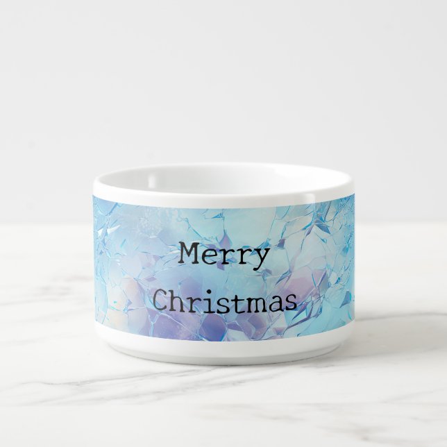 Aqua Blue Purple Ice Snow Christmas Bowl (Center)