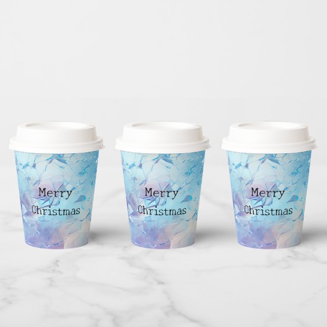 Aqua Blue Purple Ice Snow Christmas Paper Cups (Multi)