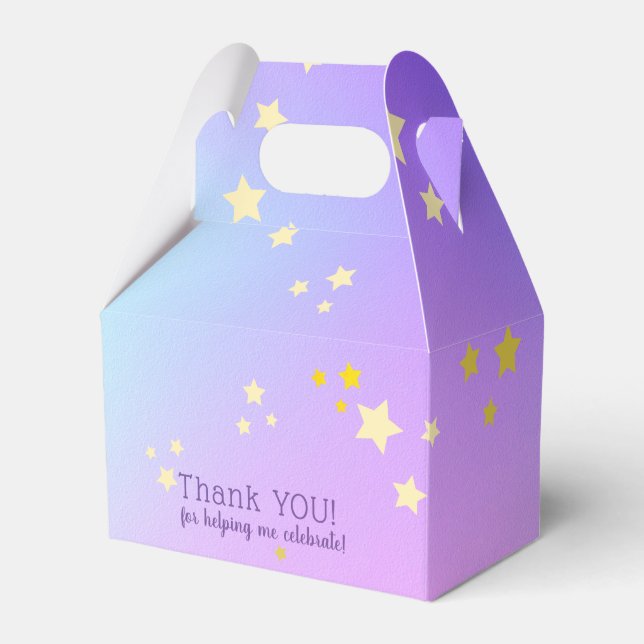 Aqua Blue,Purple Ombre ,Yellow Stars overlay Favor Boxes (Front Side)