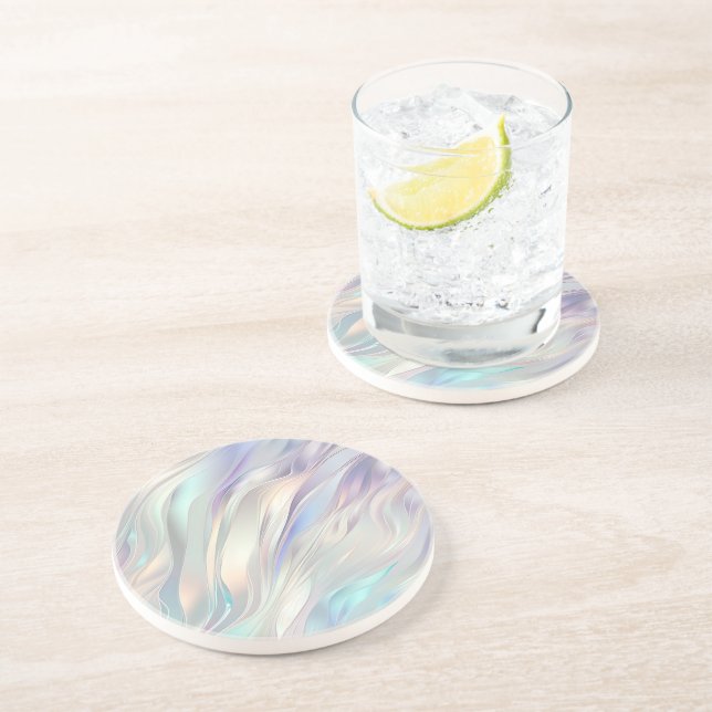 Aqua Blue Purple Pearl White  Coaster (Side)