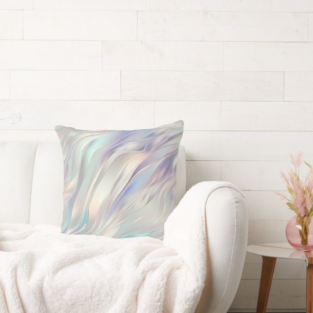 Aqua Blue Purple Pearl White  Throw Pillow (Couch)