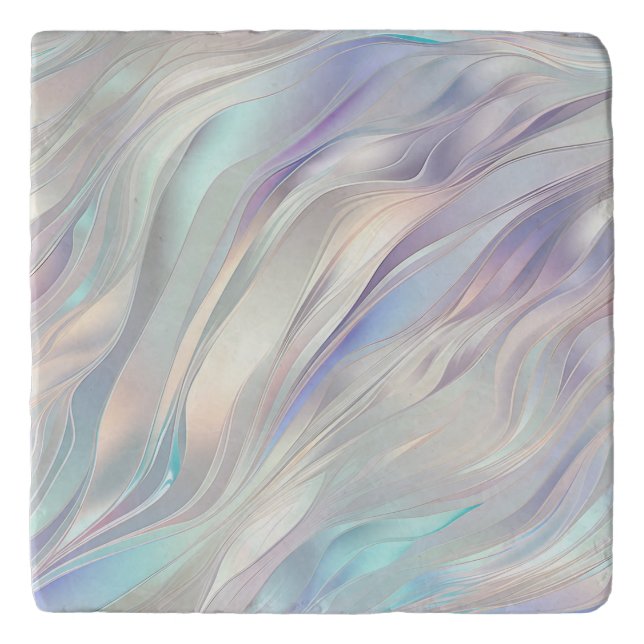 Aqua Blue Purple Pearl White  Trivet (Front)