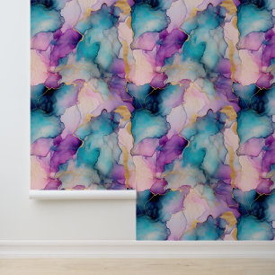 Aqua Blue Purple Pink Mermaid Wallpaper