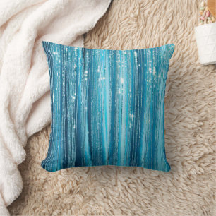 Aqua Blue Purple Sparkle Stripes Throw Pillow