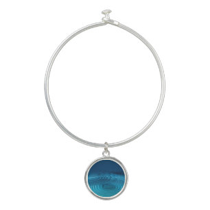 Aqua Blue Ripples Bangle Bracelet