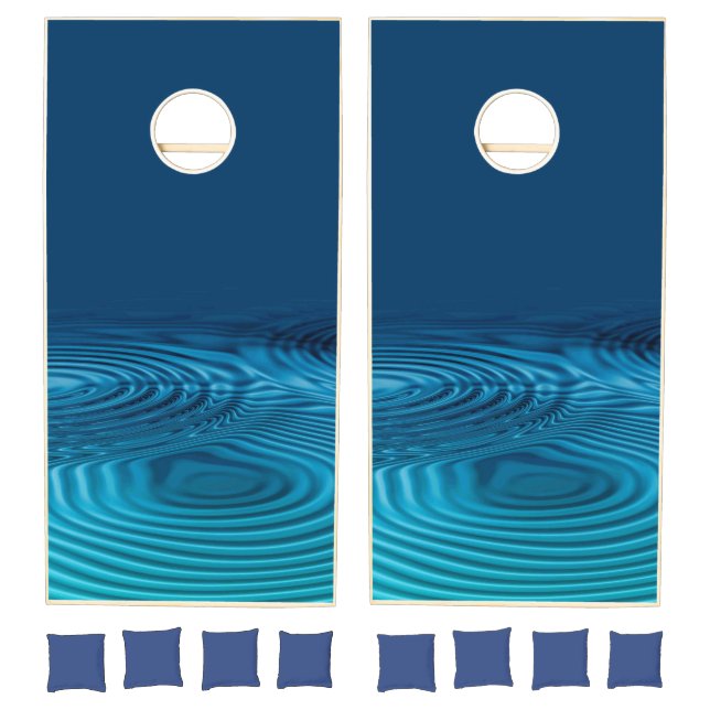 Aqua Blue Ripples  Cornhole Set (Set)