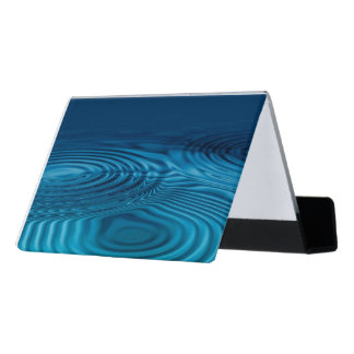 Aqua Blue Ripples  Desk Business Card Holder