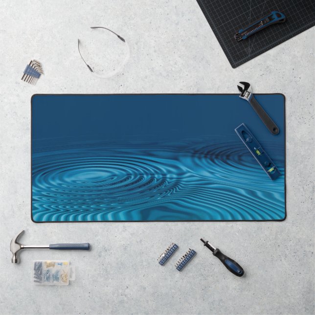 Aqua Blue Ripples  Desk Mat (Workstation)