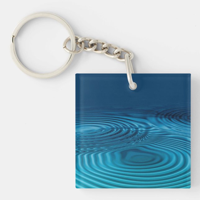 Aqua Blue Ripples  Keychain (Front)
