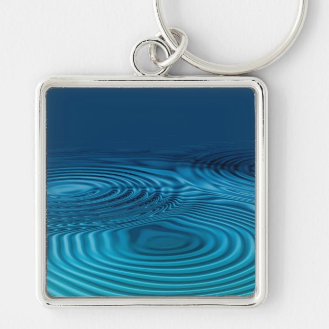 Aqua Blue Ripples  Keychain (Front)