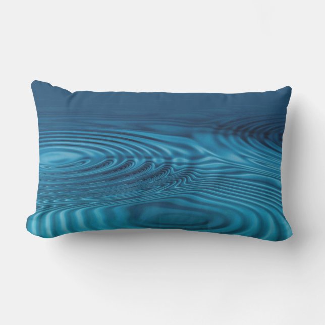 Aqua Blue Ripples  Lumbar Pillow (Front)