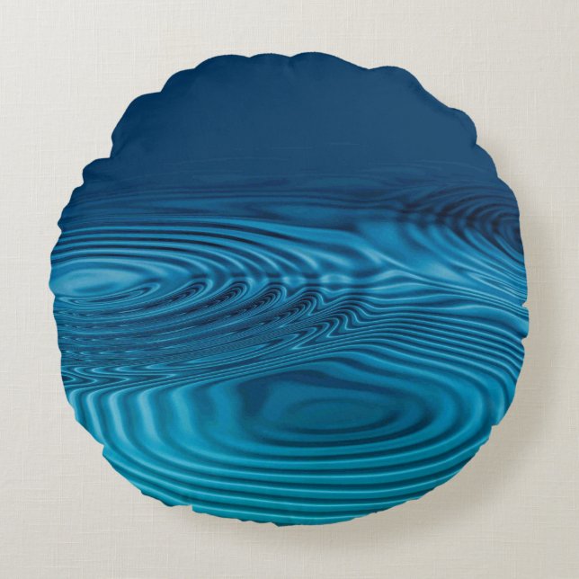 Aqua Blue Ripples  Round Pillow (Front)
