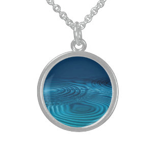 Aqua Blue Ripples Sterling Silver Necklace