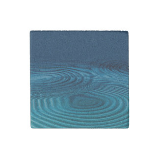 Aqua Blue Ripples  Stone Magnet