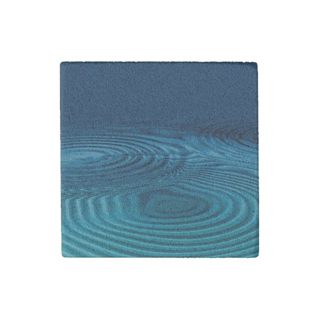 Aqua Blue Ripples  Stone Magnet (Front)
