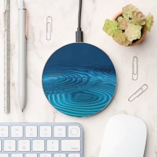 Aqua Blue Ripples Wireless Charger