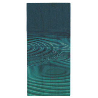 Aqua Blue Ripples Wood Flash Drive