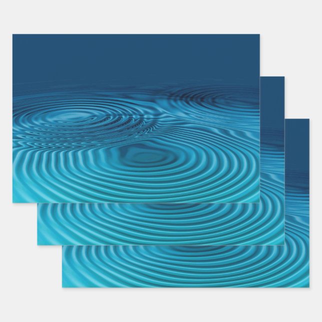 Aqua Blue Ripples  Wrapping Paper Sheets (Set)