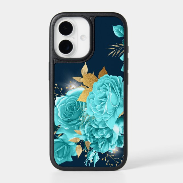 Aqua Blue Rose Sparkle Bouquet Otterbox iPhone Case (Back)