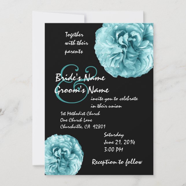 Aqua Blue Roses Wedding Template (Front)