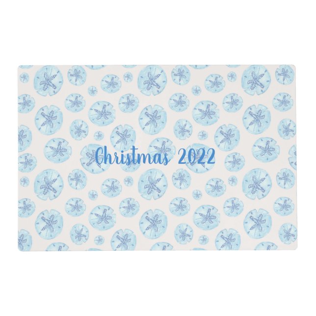 Aqua-blue sand dollar placemat (Front)