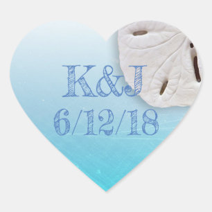 Aqua Blue Sand Dollar Seaside Wedding Stickers