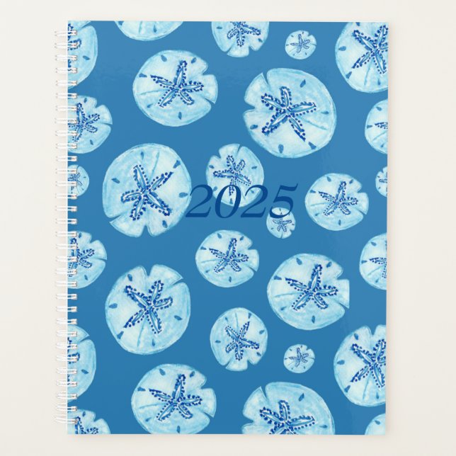 Aqua-blue sand dollar year planner (Front)
