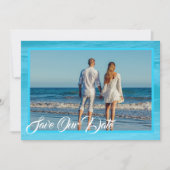 Aqua Blue Save the Date Coastal Wedding  Invitation (Front)