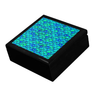 Aqua Blue Scales Keepsake Box