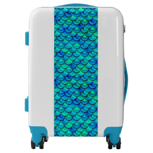 Aqua Blue Scales Luggage