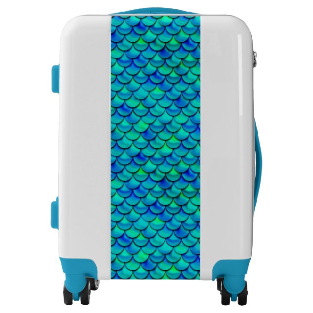 Aqua Blue Scales Luggage (Front)
