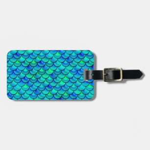 Aqua Blue Scales Luggage Tag