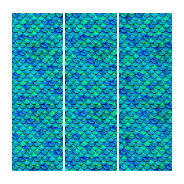 Aqua Blue Scales Triptych (Front)