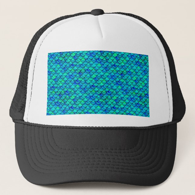 Aqua Blue Scales Trucker Hat (Front)