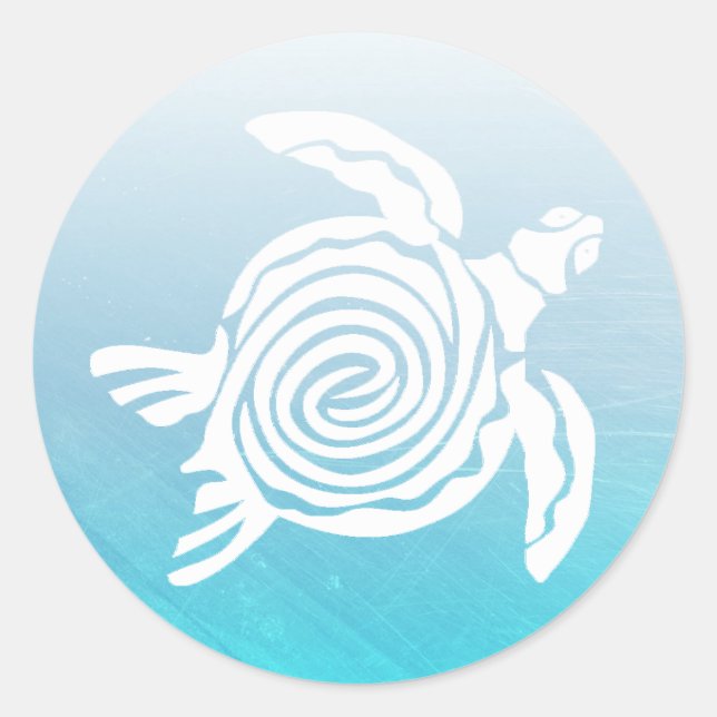 Aqua Blue Sea Tropical Turtle Stickers (Front)