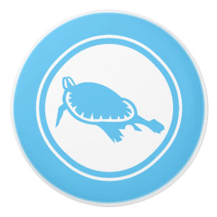 Aqua Blue Sea Turtle Marine Creature ceramic knob