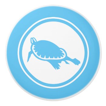 Aqua Blue Sea Turtle Marine Creature Ceramic Knob by shotwellphoto at Zazzle