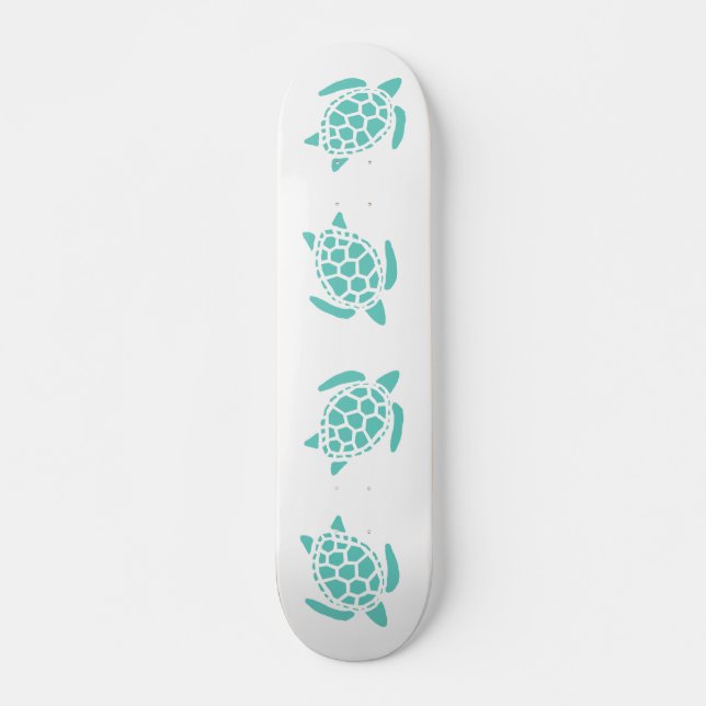 Aqua Blue Sea Turtles Pattern  Skateboard (Front)