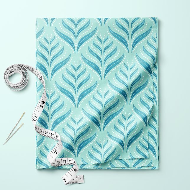 Aqua Blue Seaweed And Pearls Fabric (Creator Uploaded)