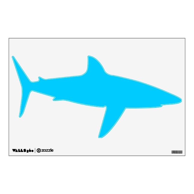 Aqua Blue Shark Silhouette Wall Decal (Front)
