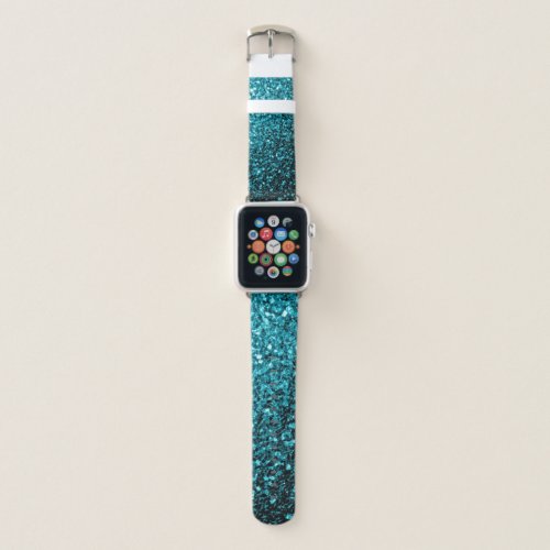 Aqua blue shiny faux glitter sparkles apple watch band