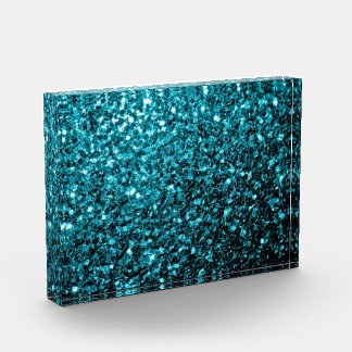Aqua blue shiny faux glitter sparkles award