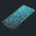 Aqua blue shiny faux glitter sparkles wallet phone case for samsung galaxy s5<br><div class="desc">Beautiful girly glamorous light blue shiny glitters sparkles. Photo of cyan blue sparkles not actual</div>