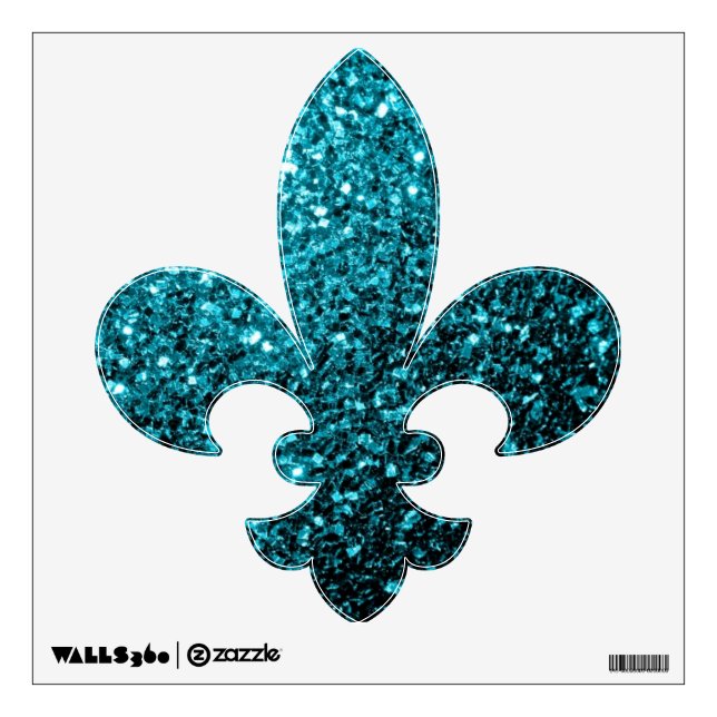 Aqua blue shiny faux glitter sparkles wall sticker (Front)