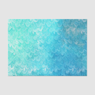 Aqua Blue Shiny Sea Shell Mermaid Fish Scales Tissue Paper