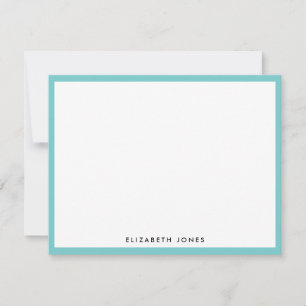 Aqua Blue Simple Modern Chic Classic Minimalist Note Card