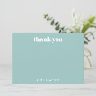 Aqua Blue Simple Modern Cute Custom Baby Shower Thank You Card